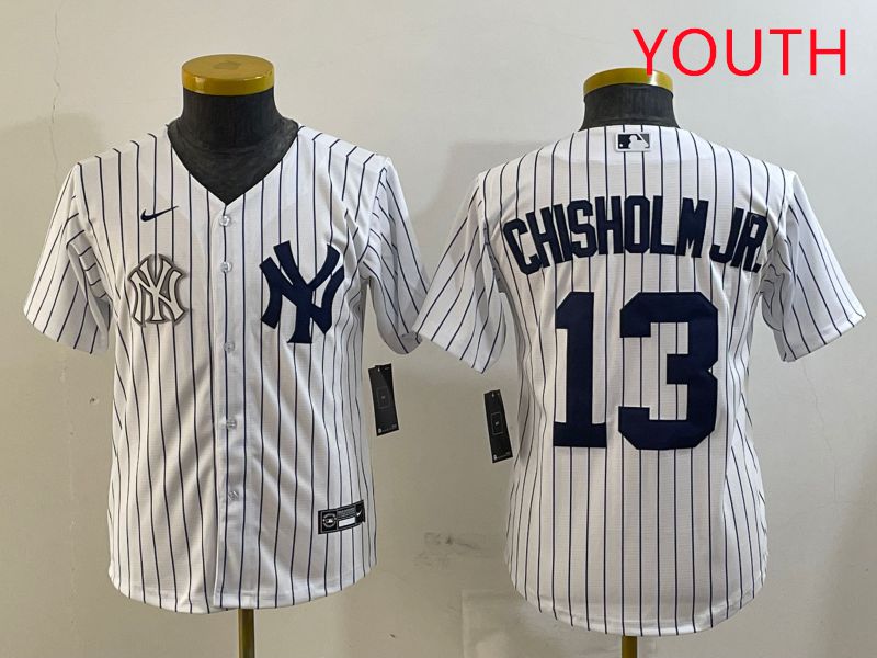 Youth New York Yankees #13 Chisholm jr White Stripe Game 2025 Nike MLB Jersey style 7